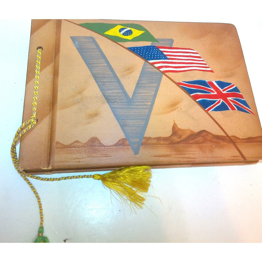 Vintage Unused Cartona CFN 264 Scrapbook Album US UK Brazil Flag Mid-Century